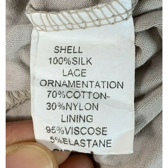 Vieole Womens Silk Blouse Top Size Large Flowy Ruffled Trim Lace Lightweight - Picture 6 of 7